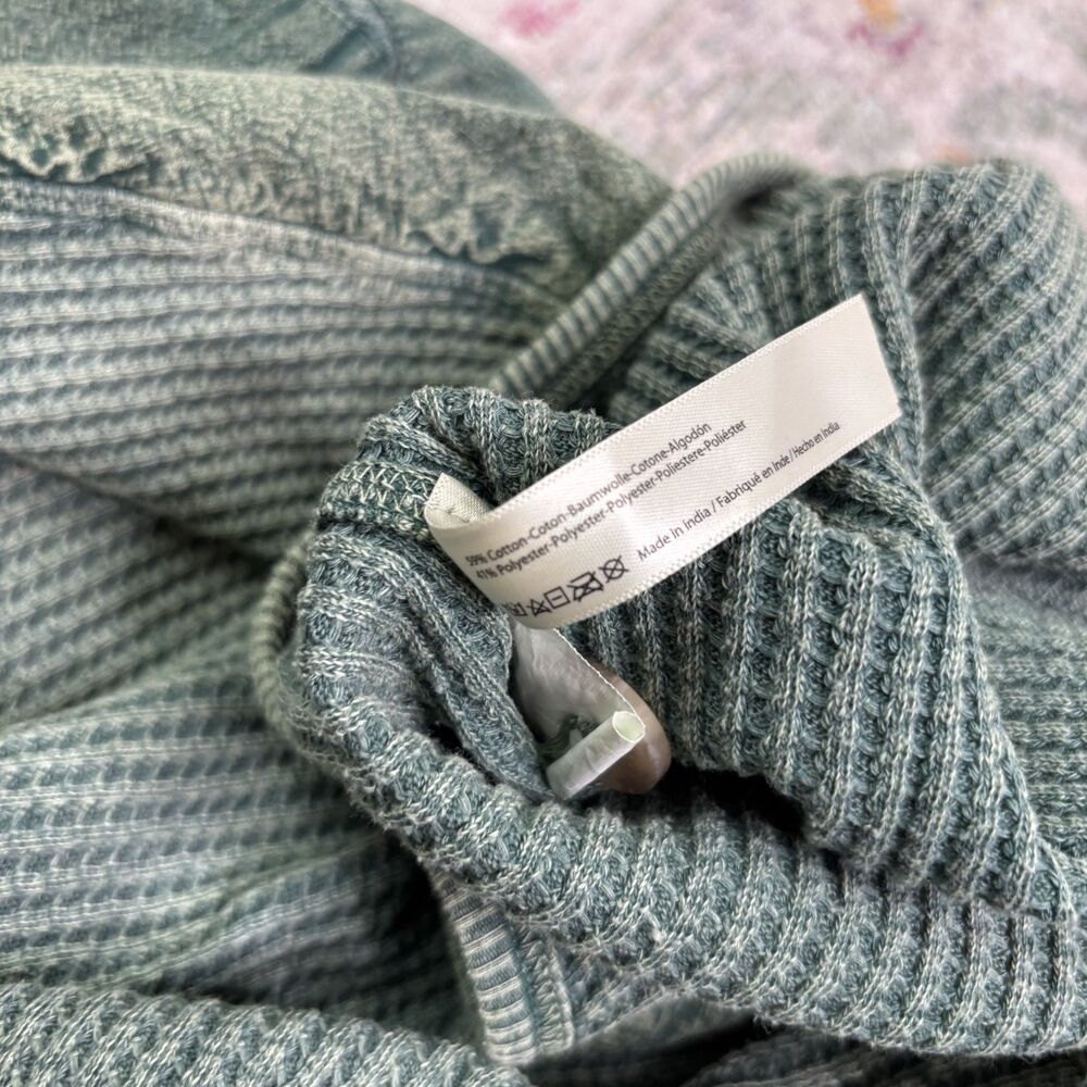 Free People One Frankie Waffle Jumpsuit Green - Picture 3 of 6